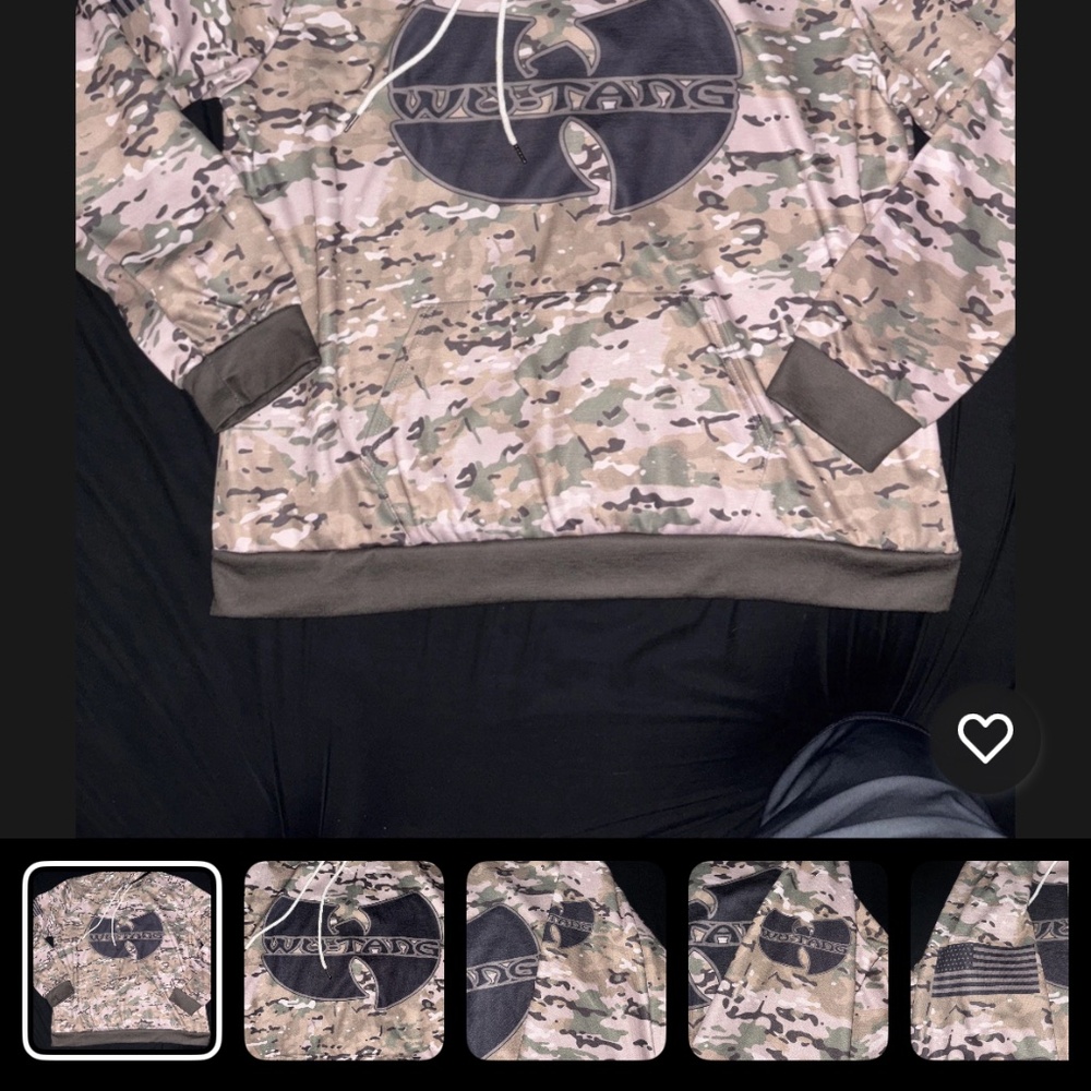 WU TANG CLAN HOODIE XXL MENS CAMO GREEN GREAT CONDITION